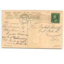 n°15447 - Carte Gaufrée - Cigogne poussant un bébé dans un landeau