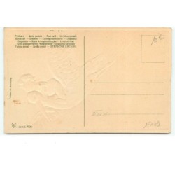 n°15449 - Carte Gaufrée - Flatscher - Bébé à califourchon sur le dos d'une cigogne