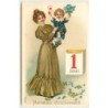 n°15468 - Carte Gaufrée - Hartelijke Gelukwensch - Jeune femme portant un petit garçon