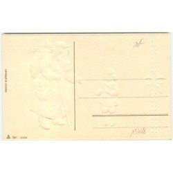 n°15488 - Carte Gaufrée - Joyeux Noël - Père Noël avec un enfant