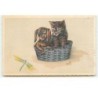 n°15511 - Jacobs - Chien, et chat regardant une libellule