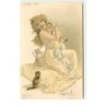 n°15513 - Jeune fille câlinant des chats