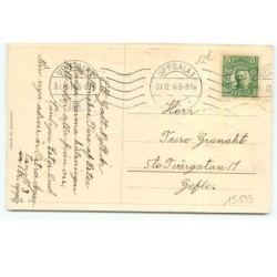 n°15533 - Carte Gaufrée - Gott nytt Ar - Une jeune fille, une fillette et un cochon