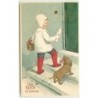 n°15576 - Carte Gaufrée - Viel Glück zum Geburtstage - Enfant et un teckel apportant une lettre et des cadeaux