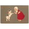 n°15582 - Flatscher - Fillette avec un chien faisant le beau