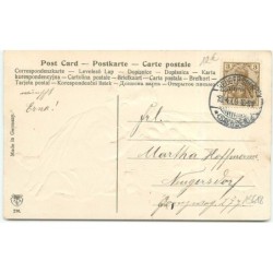 n°15618 - Carte Gaufrée - Fröhliche Ostern - Fillette regardant des poussins dans un panier