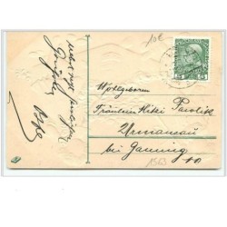 n°1563 - Carte Gaufrée - Prosit Neujahr - Enfants avec une caisse de pièces d'or