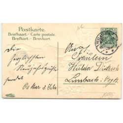 n°15633 - Carte Gaufrée - Prosit Neujahr - Enfant sur des skis et un verre à la main