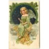n°15684 - Carte Gaufrée - Joyeux Noël - Ange assis tenant une trompette