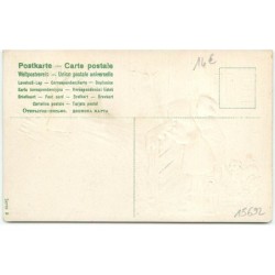 n°15692 - Carte Gaufrée - Fröhliche Weihnachten - Enfants regardant le Père Noël