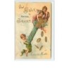 n°1572 - Carte Gaufrée - Viel Glück zum Neuen Jahre - Enfants avec un rouleau de pièces d'or