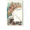 n°10538 - Carte Fantaisie - Prosit Neujahr - Angelots avec des instruments de musique