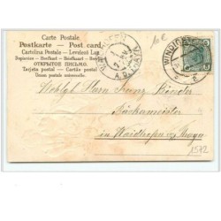 n°1572 - Carte Gaufrée - Viel Glück zum Neuen Jahre - Enfants avec un rouleau de pièces d'or