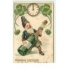 n°15820 - Carte Gaufrée - Gelukkig NieuwJaar - Nain débouchant une bouteille de Champagne