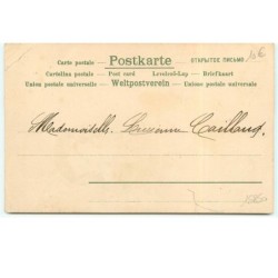 n°15850 - Profil d'une jeune femme dans un médaillon parmi des fleurs