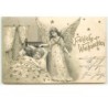 n°15889 - Carte Gaufrée - Fröhliche  Weihnachten - Ange Gardien veillant sur des enfants dormant