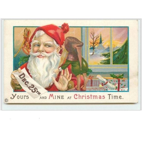 n°1589 - Carte Gaufrée - Yours and mine at Christmas time - Père Noël et lutin