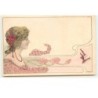 n°15905 - Art Nouveau - Schweigeroi - Femme de profil dans une robe rose
