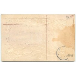 n°15933 - Carte Gaufrée - Gelukkig Nieunjaar - Garçon derrière une pendule