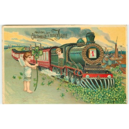 n°15935 - Herzlichen zum Glückwunsch a neuen Jahre - Anges et train