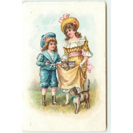 n°15944 - Jeune fille portant des chatons