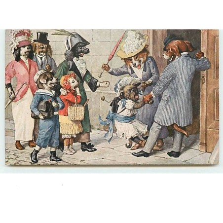 n°10551 - Carte Illustarteur - Arthur Thiele - Chiens habillés