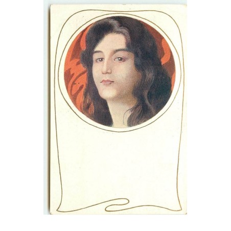 n°15959 - Philipp et Kramer LXV/10 - Portrait d'une jeune femme brune dans un médaillon