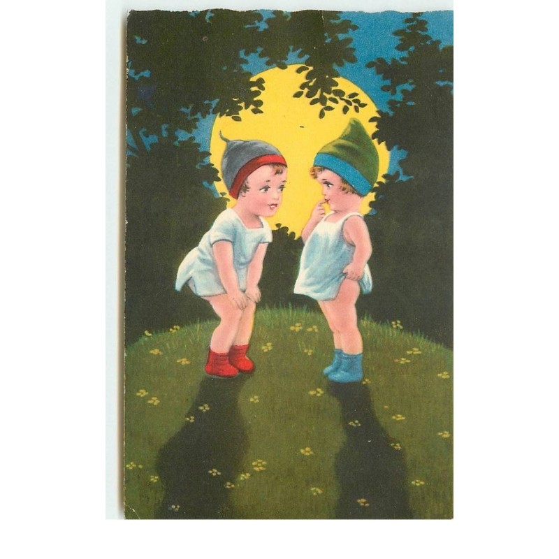 n°15987 - Enfants sous un clair de lune