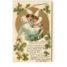 n°15997 - Carte Gaufrée - Pierrot et Colombine enlacés