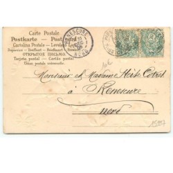 n°15997 - Carte Gaufrée - Pierrot et Colombine enlacés