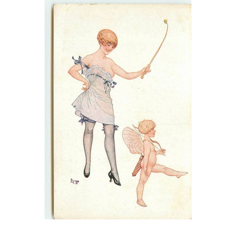 n°16002 - L'Amour obéit toujours à la Femme par Hérouard - Jeune femme dénudée et cupidon