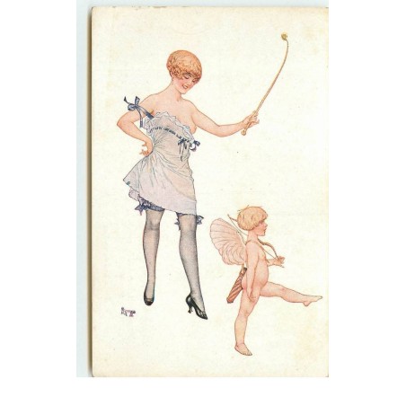 n°16002 - L'Amour obéit toujours à la Femme par Hérouard - Jeune femme dénudée et cupidon