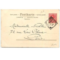 n°16004 - Carte Gaufrée - Art Nouveau - Jeune femme dans un médaillon avec des trèfles