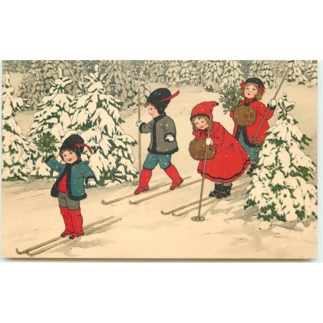 n°16005 - Florence Hardy - Enfants sur des skis