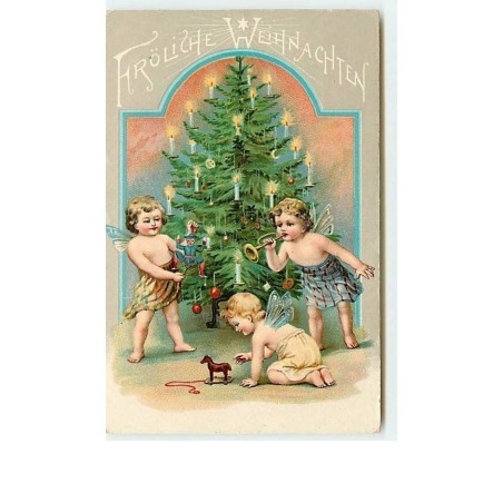 n°10556 - Fröhliche Weihnachten - Anges jouant autour d'un sapin