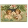 n°16024 - Clapssadle - Heureux Noël - Anges sous une branche de sapin, et des cloches