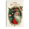 n°16027 - Carte Gaufrée - Gelukkig Kerstfeest - Père Noël dans un médaillon