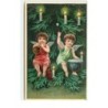 n°16030 - Carte Gaufrée - Vroolijk Kerstfeest - Anges jouant de la musique assis dans un sapin
