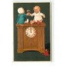 n°16032 - Carte Gaufrée - Flatscher - Heureuse année - Bébés trinquant sur une pendule