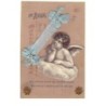 n°16053 - Carte Celluloïd et chromo- 1er Avril - Pour savoir qui m'envoie ... votre coeur  Ange