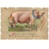 n°16054 - Carte Celluloïd et chromo- 1er Avril - Cherchez au fond de votre coeur ... - Cochon