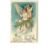 n°10560 - Carte Gaufrée - Ein Fröhes Weihnachtsfest - Anges sur une branche de sapin