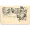 n°16069 - Art Nouveau - Fröhliche Weihnachten - Homme fumant apportant des cadeaux