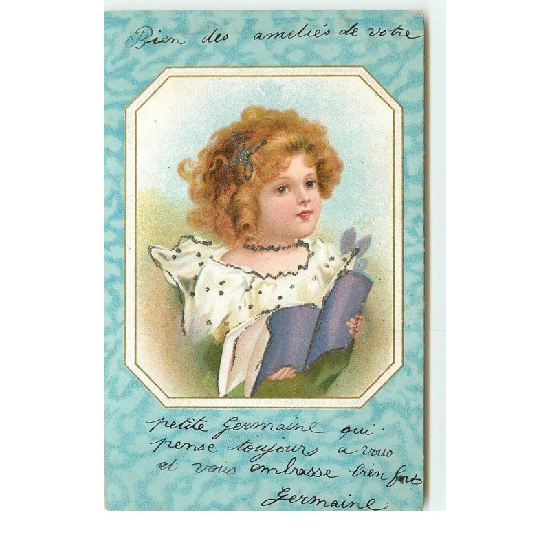 n°16092 - Clapsaddle - Fillette avec des paillettes lisant