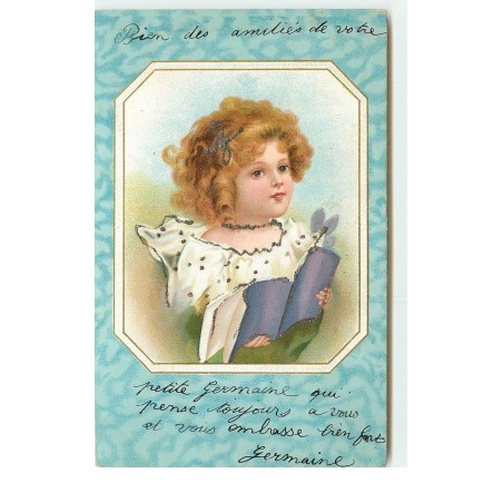 n°16092 - Clapsaddle - Fillette avec des paillettes lisant