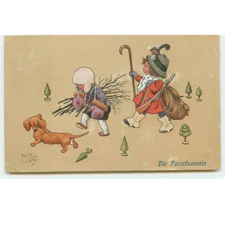 n°16101 - A. Thiele - Die Forstbeamtin - Enfants avec un teckel
