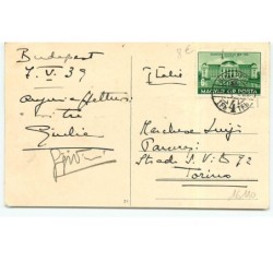 n°16110 - Kellemes husvéti ünnepeket - Lièvre habillé portant des oeufs colorés