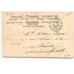 n°16119 - Carte Gaufrée - Bon Noël - Garçon tirant un sapin dans un char