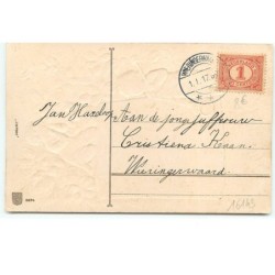 n°16143 - Carte Gaufrée - Gelukkig Nieuwjaar - Enfants autour d'un éphéméride