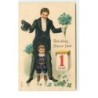 n°16144 - Carte Gaufrée - Gelukkig Nieuw Jaar - Homme en queue de pie et un jeune garçon